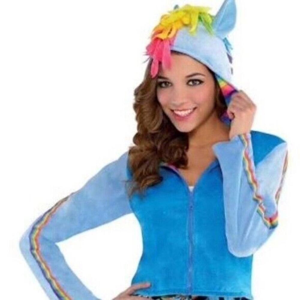 My Little Pony Rainbow Dash Cropped Jacket Hoodie Women's Sz L/XL (up to sz 16)